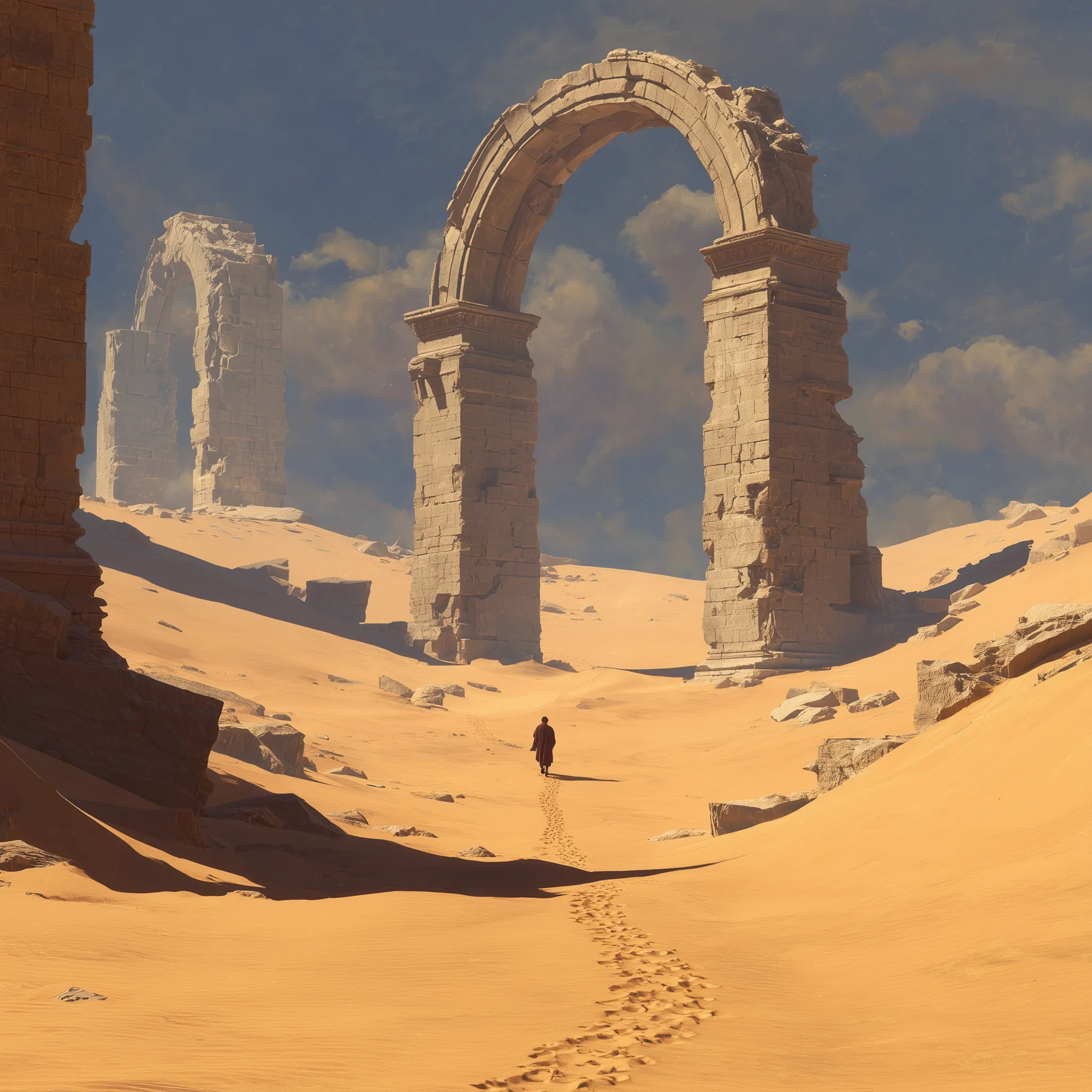Abstract desert landscape with ancient arches